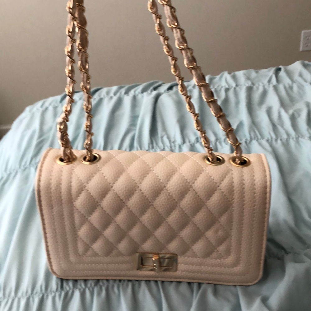 Nude Quilted Shoulder/ Crossbody purse